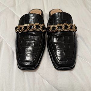 Vince Camuto Crocodile Black Mule